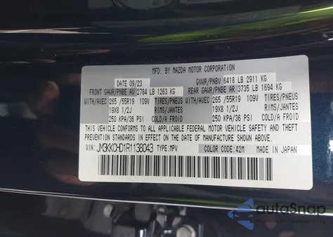 2024 Mazda Cx-90 3.3 Turbo Preferred Plus z USA, uszkodzony, nr VIN JM3KKCHD1R1138043